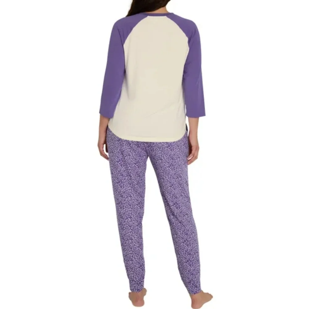 Eddie Bauer PJs 2-piece Set Medium Ultrasoft Pajama Sleep Set Purple/White‎